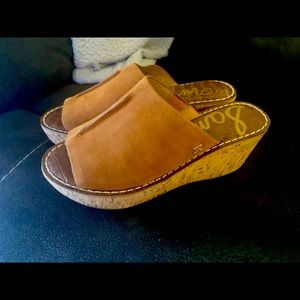 SAM EDELMAN 7M Ranger Wedge sandals deep camel NWT gorgeous